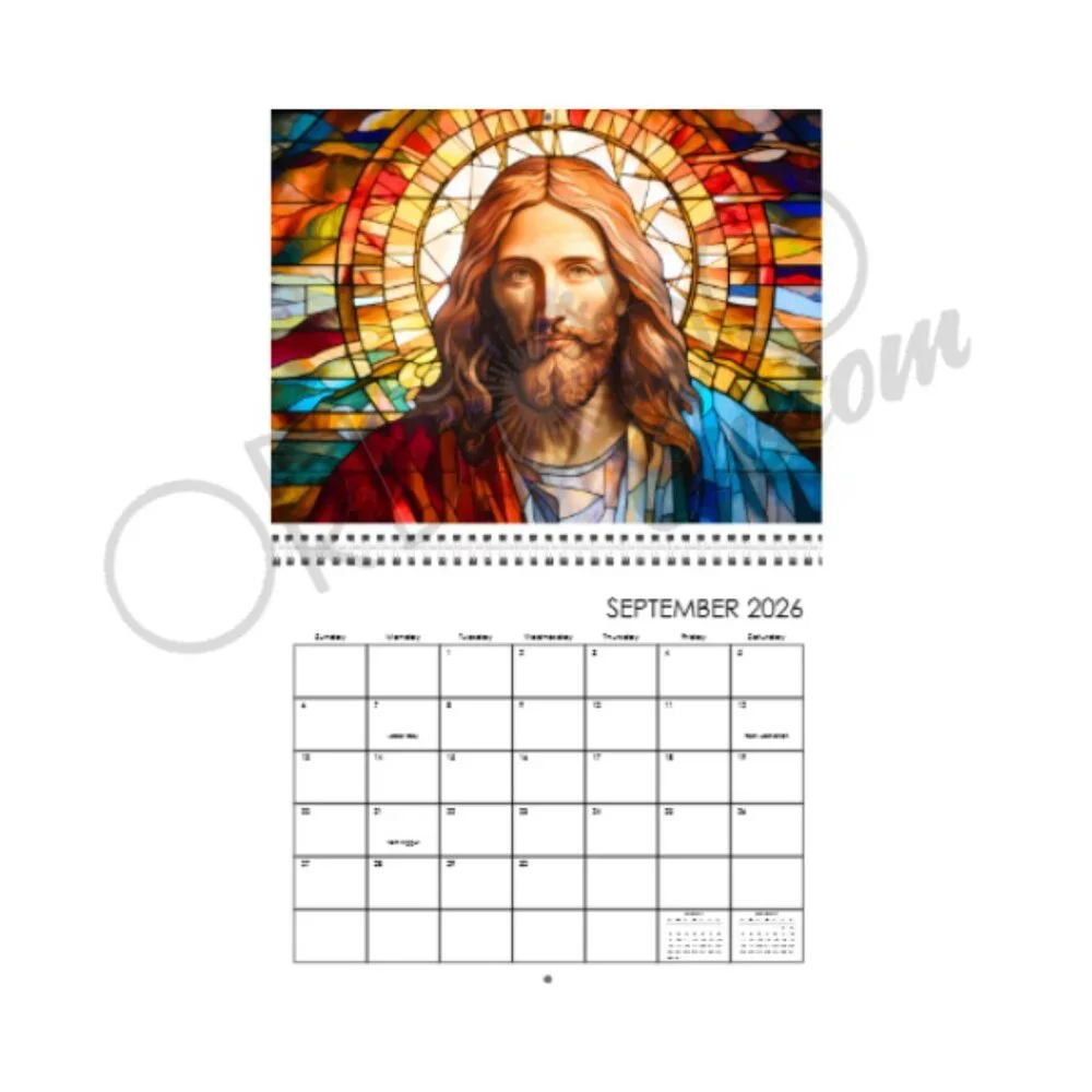 2026 Custom Christian Stain Glass Wall Calendar